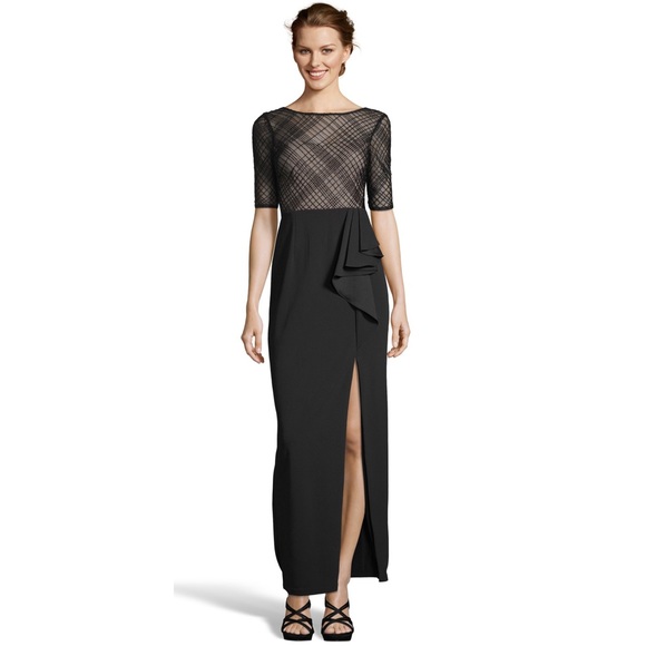 Adrianna Papell Dresses & Skirts - Adrianna Pappel Plaid Beaded Peplum Gown